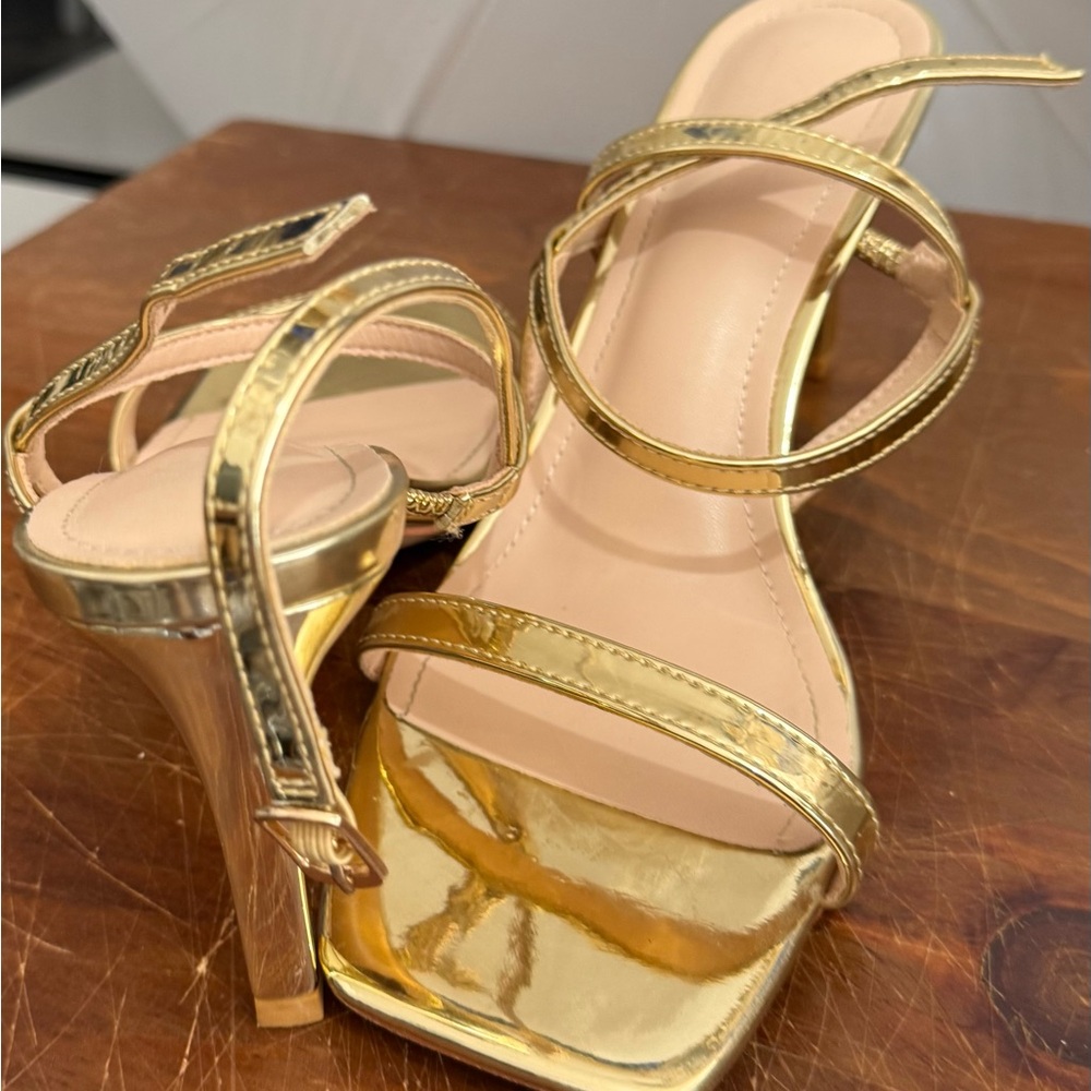 Shimmering Gold Strappy Heels
